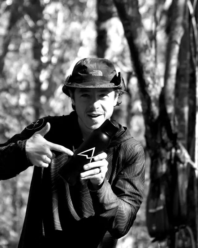 Austin Marvel on a shoot in the woods